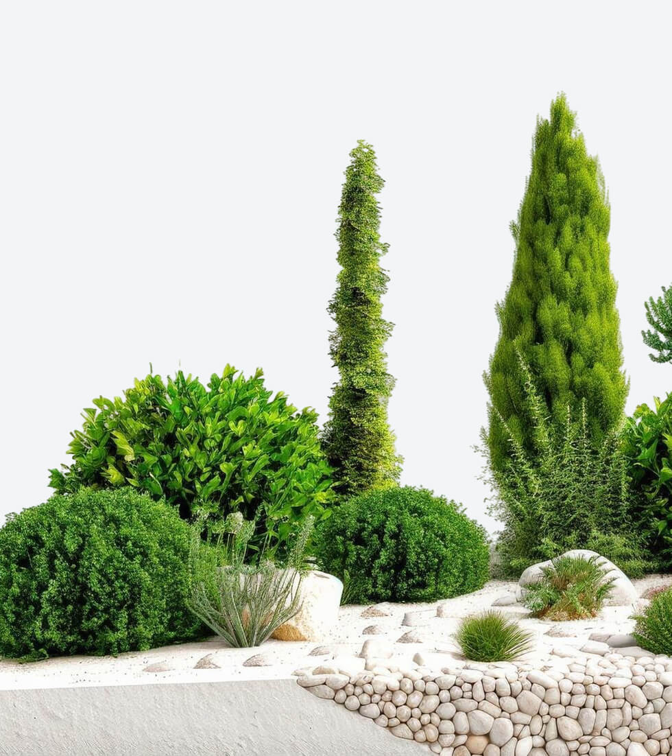 Grüne Gartenlandschaft Mit Sträuchern