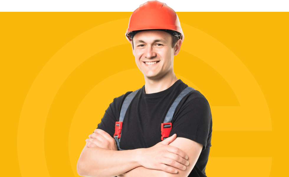 Handwerker Vor Gelbem Hintergrund