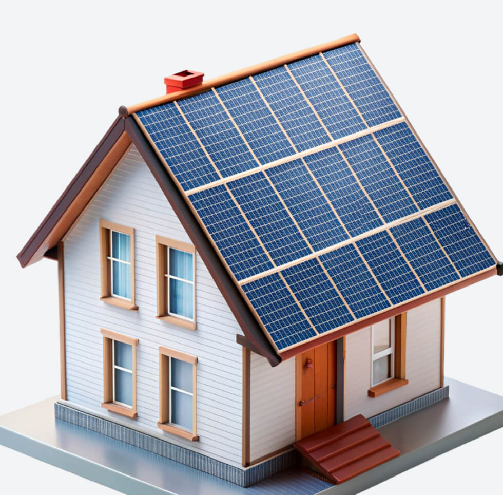 Hausmodell Mit Solaranlage Auf Dach