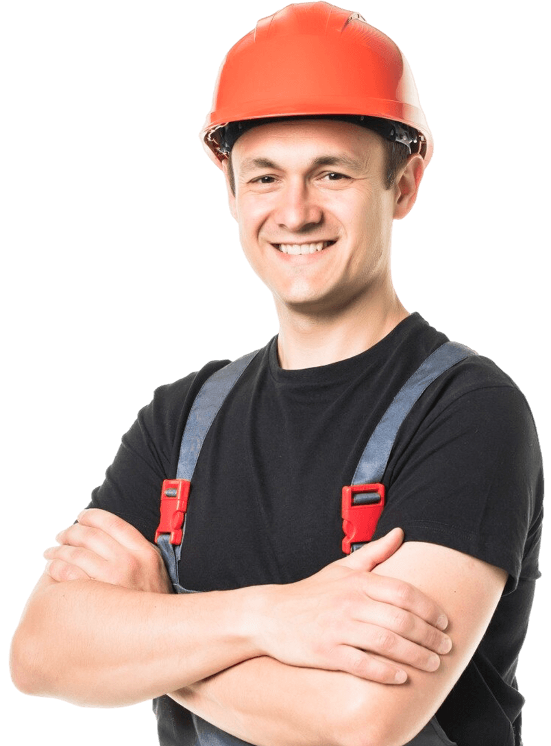Lächelnder Handwerker Mit Rotem Helm
