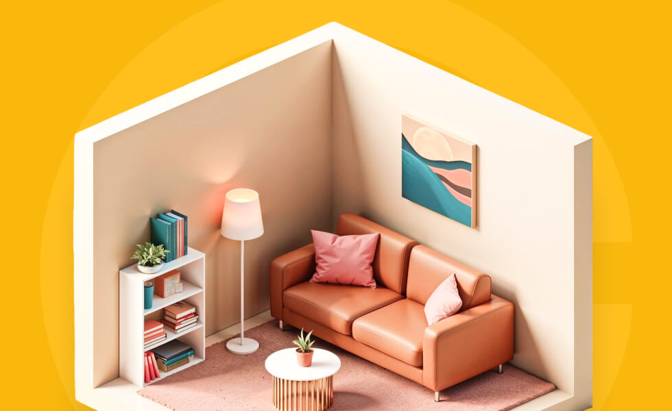 Modernes Wohnzimmer Mit Wandbild Und Stehlampe Mobile